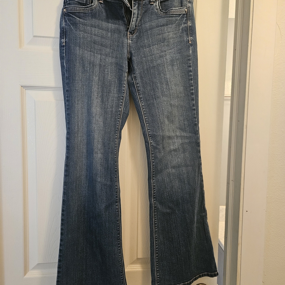 White House Black Market Flare Jeans in Blue